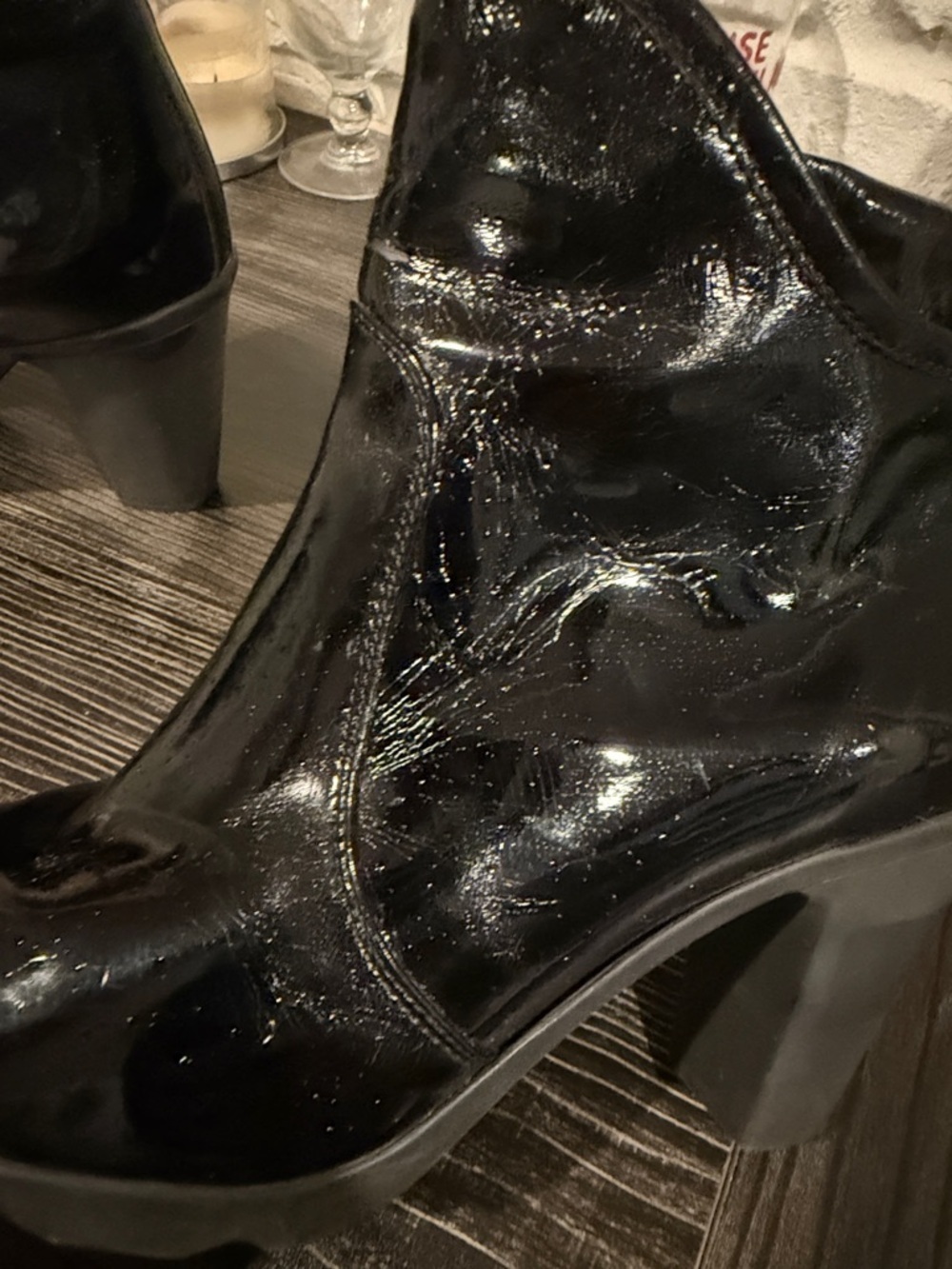 Aquatalia Black crinkle Patent Ankle Booties - Picture 5 of 7